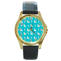 Lama Alpaca Animal Pattern Design Round Gold Metal Watch by Pakjumat