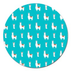 Lama Alpaca Animal Pattern Design Magnet 5  (round) by Pakjumat