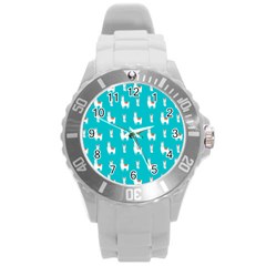 Lama Alpaca Animal Pattern Design Round Plastic Sport Watch (l) by Pakjumat