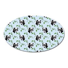 Animal Panda Bamboo Seamless Pattern Oval Magnet by Pakjumat