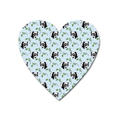 Animal Panda Bamboo Seamless Pattern Heart Magnet by Pakjumat