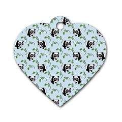 Animal Panda Bamboo Seamless Pattern Dog Tag Heart (one Side) by Pakjumat