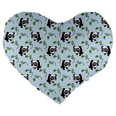 Animal Panda Bamboo Seamless Pattern Large 19  Premium Heart Shape Cushions by Pakjumat