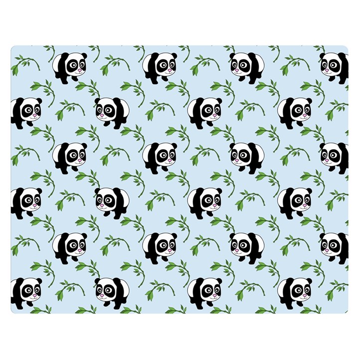 Animal Panda Bamboo Seamless Pattern Two Sides Premium Plush Fleece Blanket (Medium)