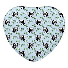 Animal Panda Bamboo Seamless Pattern Heart Glass Fridge Magnet (4 Pack) by Pakjumat