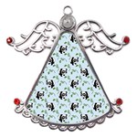 Animal Panda Bamboo Seamless Pattern Metal Angel with Crystal Ornament Front