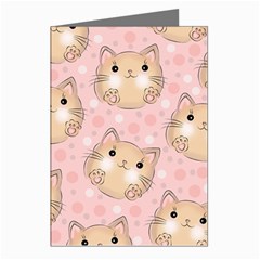 Cat Pattern Pink Cartoon Greeting Cards (pkg Of 8) by Pakjumat