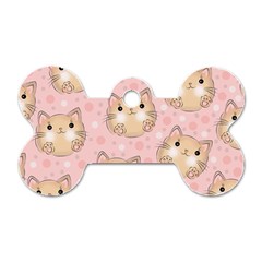 Cat Pattern Pink Cartoon Dog Tag Bone (one Side) by Pakjumat