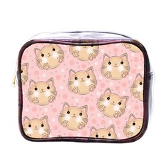 Cat Pattern Pink Cartoon Mini Toiletries Bag (one Side) by Pakjumat