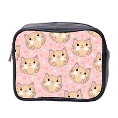 Cat Pattern Pink Cartoon Mini Toiletries Bag (two Sides) by Pakjumat