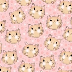 Cat Pattern Pink Cartoon Play Mat (square) by Pakjumat