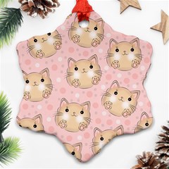 Cat Pattern Pink Cartoon Snowflake Ornament (two Sides) by Pakjumat