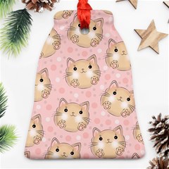 Cat Pattern Pink Cartoon Bell Ornament (two Sides) by Pakjumat