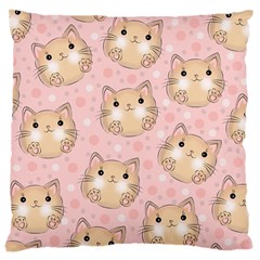 Cat Pattern Pink Cartoon Large Cushion Case (two Sides) by Pakjumat