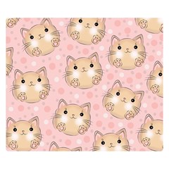 Cat Pattern Pink Cartoon Two Sides Premium Plush Fleece Blanket (small) by Pakjumat