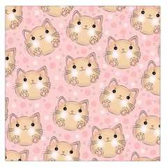 Cat Pattern Pink Cartoon Square Satin Scarf (36  X 36 ) by Pakjumat