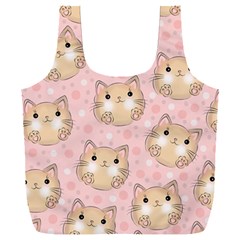 Cat Pattern Pink Cartoon Full Print Recycle Bag (xxxl) by Pakjumat