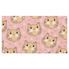 Cat Pattern Pink Cartoon Banner And Sign 7  X 4  by Pakjumat