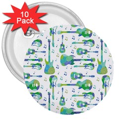 Guitars Music Notes Seamless Pattern 3  Buttons (10 Pack)  by Pakjumat