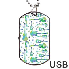 Guitars Music Notes Seamless Pattern Dog Tag Usb Flash (two Sides) by Pakjumat