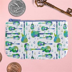 Guitars Music Notes Seamless Pattern Large Coin Purse by Pakjumat