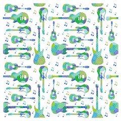 Guitars Music Notes Seamless Pattern Wooden Puzzle Square