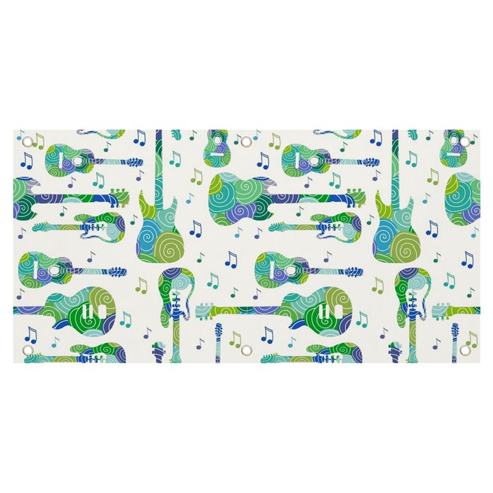 Guitars Music Notes Seamless Pattern Banner and Sign 4  x 2 