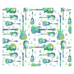 Guitars Music Notes Seamless Pattern Premium Plush Fleece Blanket (small) by Pakjumat