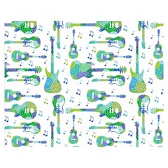 Guitars Music Notes Seamless Pattern Premium Plush Fleece Blanket (medium) by Pakjumat