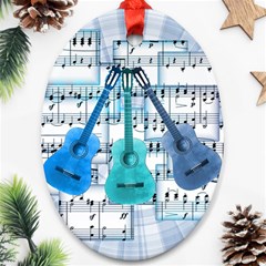 Guitar Acoustic Music Art Oval Ornament (two Sides) by Pakjumat