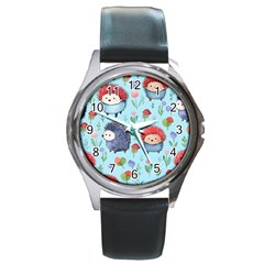 Hedgehogs Animal Round Metal Watch by Pakjumat