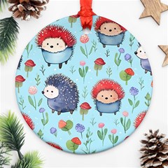 Hedgehogs Animal Round Ornament (two Sides) by Pakjumat