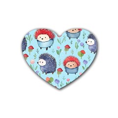 Hedgehogs Animal Rubber Heart Coaster (4 Pack) by Pakjumat