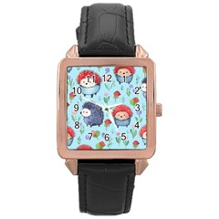 Hedgehogs Animal Rose Gold Leather Watch  by Pakjumat