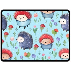 Hedgehogs Animal Two Sides Fleece Blanket (large) by Pakjumat