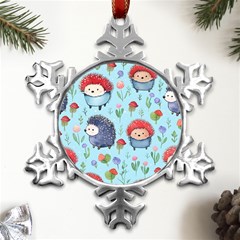 Hedgehogs Animal Metal Small Snowflake Ornament by Pakjumat