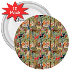 Animal Forest Pattern 3  Buttons (10 Pack)  by Pakjumat