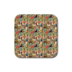 Animal Forest Pattern Rubber Square Coaster (4 Pack) by Pakjumat