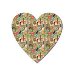 Animal Forest Pattern Heart Magnet by Pakjumat