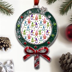 Gnomes Seamless Fantasy Pattern Metal X mas Lollipop With Crystal Ornament by Pakjumat