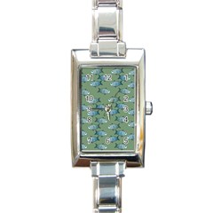 Fishes Pattern Background Rectangle Italian Charm Watch by Pakjumat