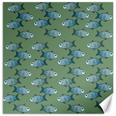 Fishes Pattern Background Canvas 16  X 16  by Pakjumat