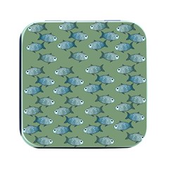 Fishes Pattern Background Square Metal Box (black) by Pakjumat