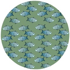 Fishes Pattern Background Wooden Puzzle Round by Pakjumat