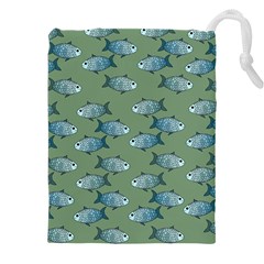 Fishes Pattern Background Drawstring Pouch (5xl) by Pakjumat