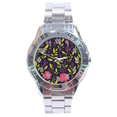 Flower Pattern Design Stainless Steel Analogue Watch by Pakjumat