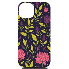 Flower Pattern Design Iphone 14 Black Uv Print Case by Pakjumat