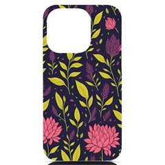 Flower Pattern Design Iphone 14 Pro Black Uv Print Case by Pakjumat