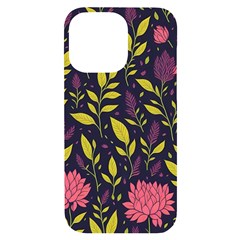 Flower Pattern Design Iphone 14 Pro Max Black Uv Print Case by Pakjumat