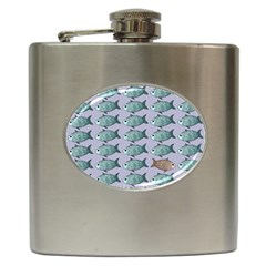 Fishes Pattern Background Theme Hip Flask (6 Oz) by Pakjumat